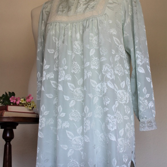 Elegant St Michael vintage jacquard print lace detail long sleeve knee length - Picture 1 of 8